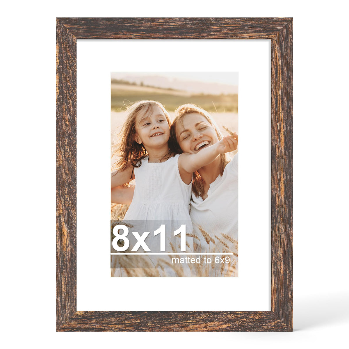 Hongkee 4x6 Picture Frame with Real Glass Wood Frame, 1 Pack (Mat 3.5x5)