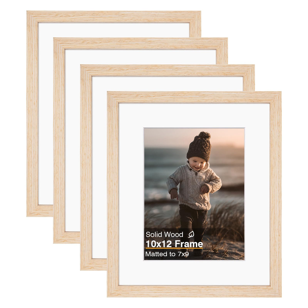 KINLINK 4x6 Frame Black, Solid Wood 4 x 6 Picture Frame with Acrylic Plexiglass for 3.5x5 with Mat, Tabletop and Wall Display Photo Frames 4x6 Black, 4 Pack
