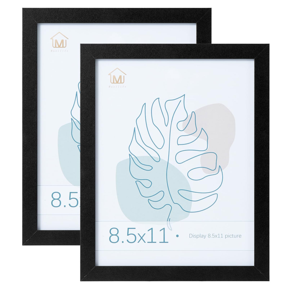 Muzilife Blue 11x14 Wood Picture Frame with Mat, Real Glass Cover, 1 Pack
