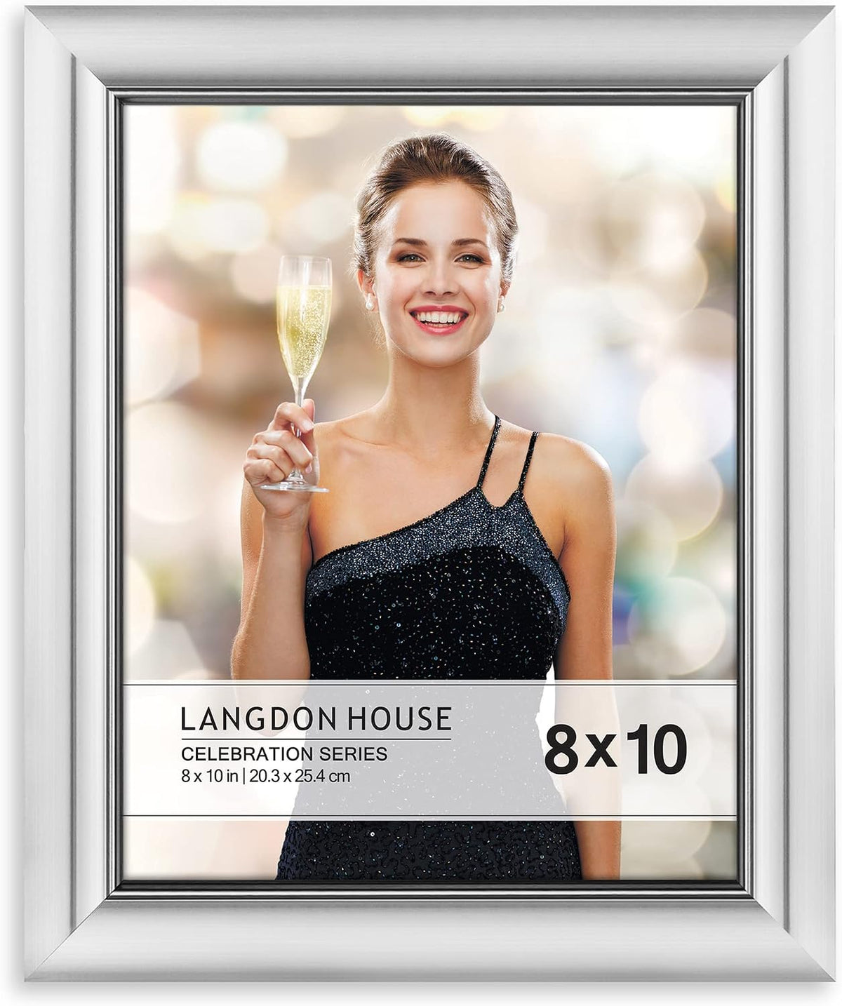 Langdon House - 8x10 Silver Picture Frame - Contemporary Glam Frame