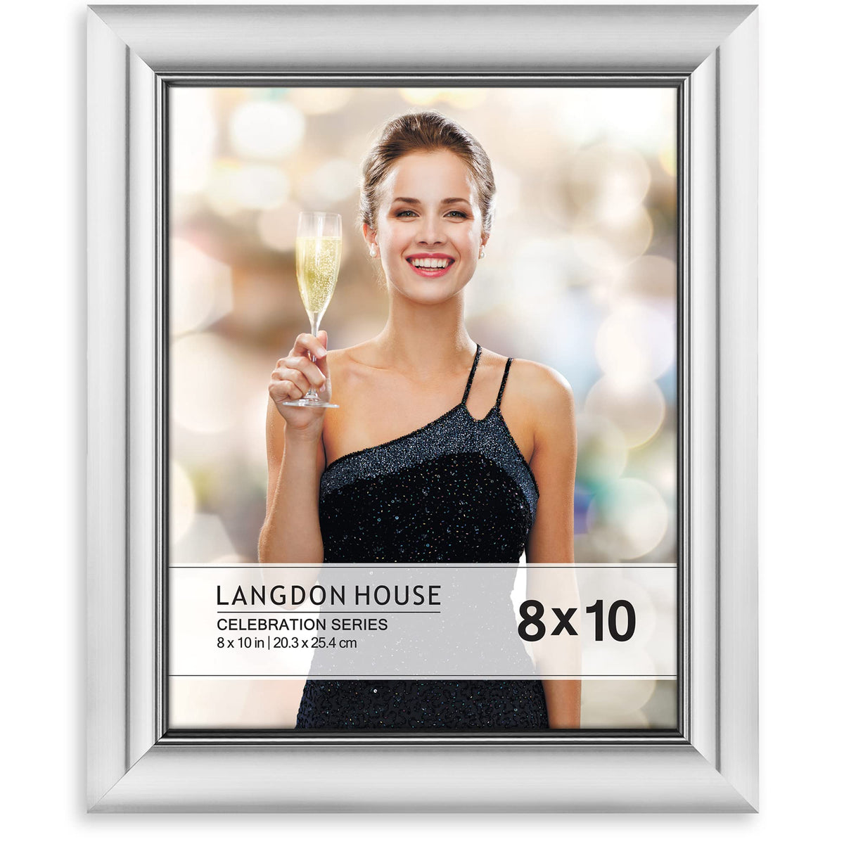 Langdon House - 8x10 Silver Picture Frame - Contemporary Glam Frame