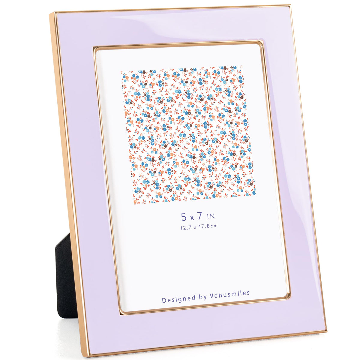 4x6 Enamel Picture Frame, Gold Edge, Navy Blue Enamel, Tabletop, 1pc