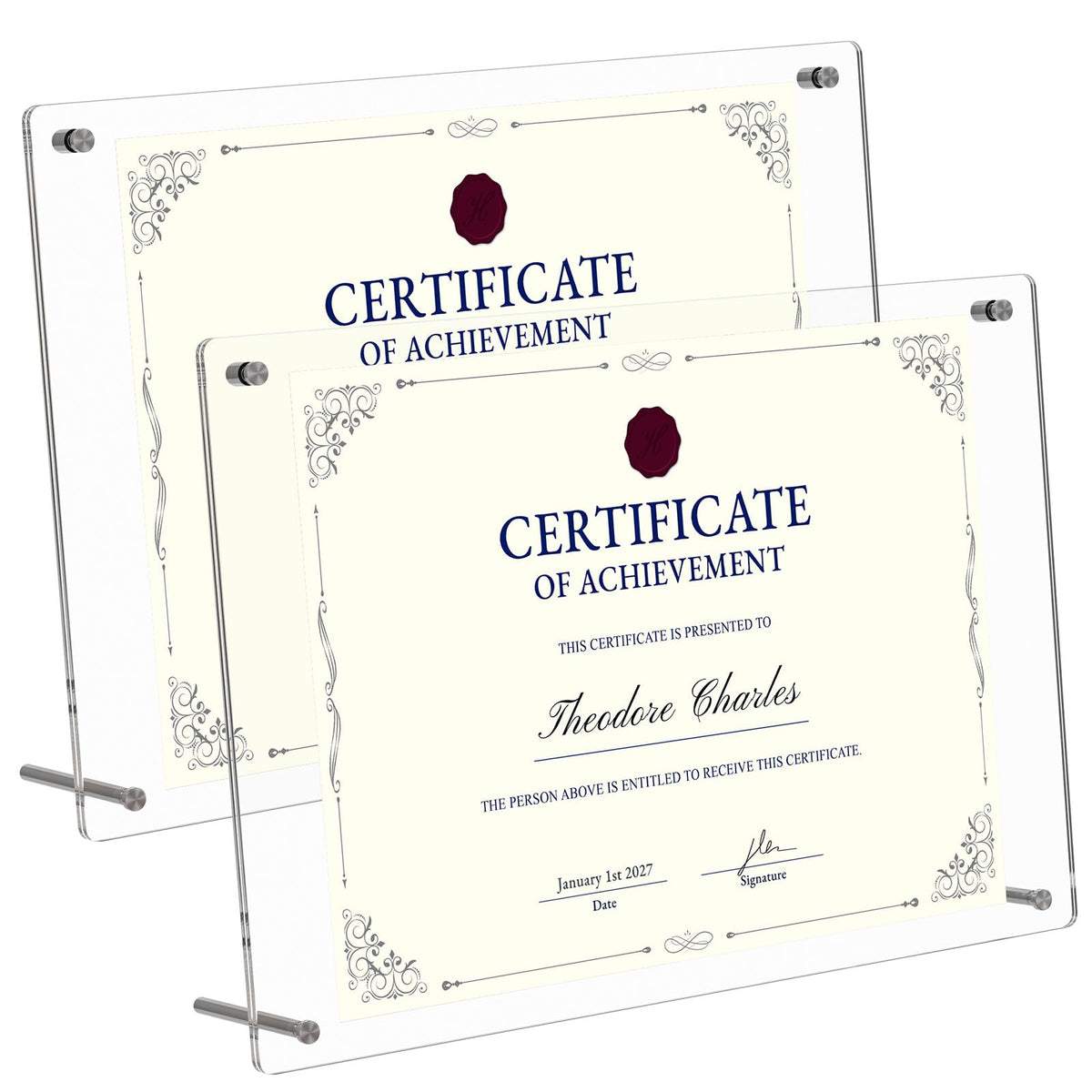 AITEE 5x7 Acrylic Picture Frames 2 Pack, Desk Picture Frames with Stand