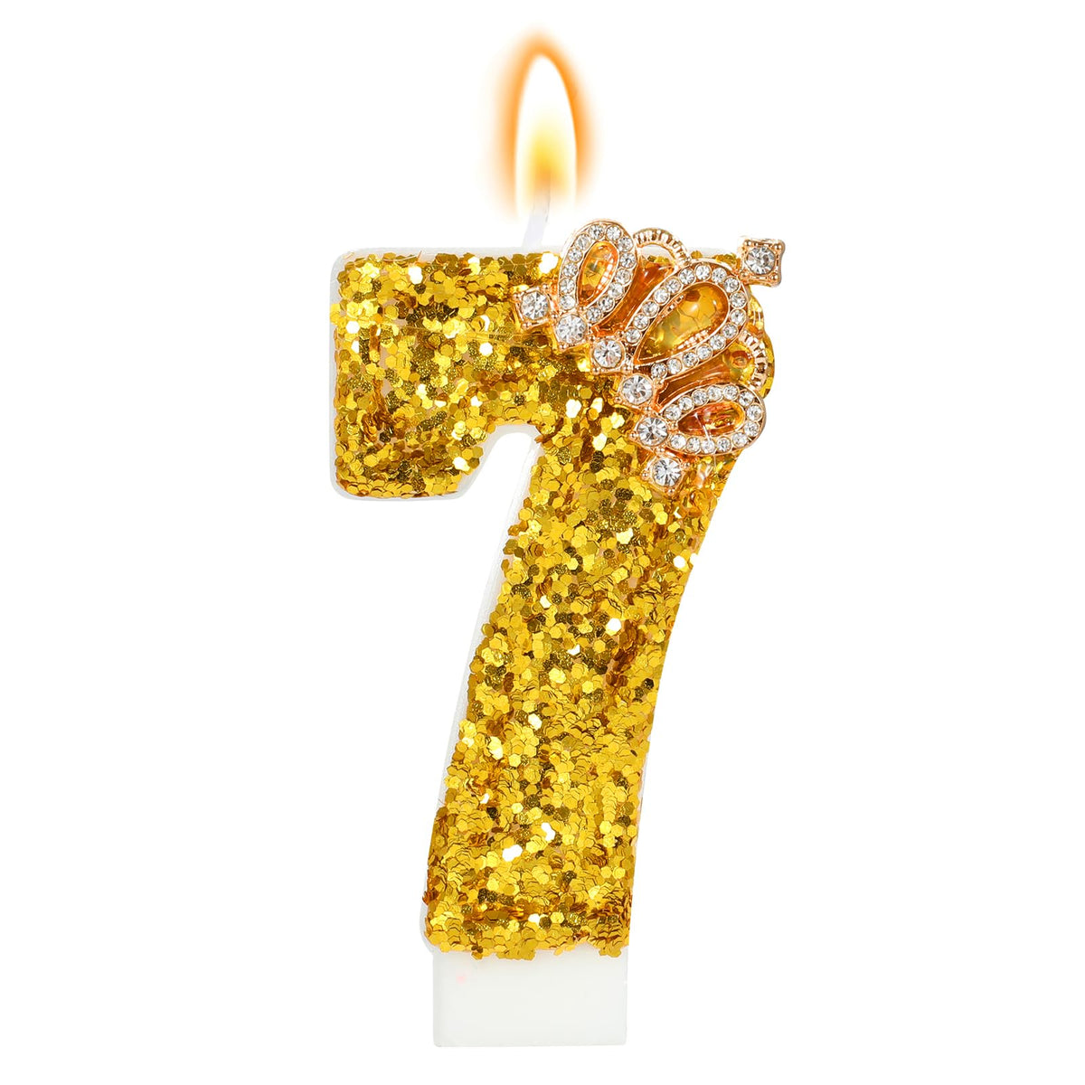 Birthday Number Candles,Purple Crown Birthday Candles for Cake,Glitter Number 7 Candle Cake Topper with Sequins for Anniversary Celebrations Supplies (Number 7)