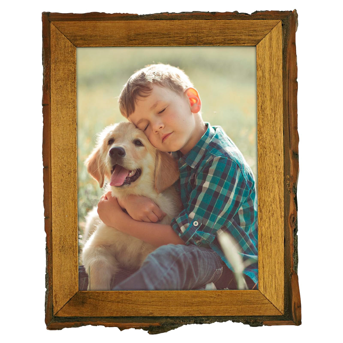 Golden State Art 8.5x11 Picture Frame Rustic Brown,Wood&Bark Edges&Glass