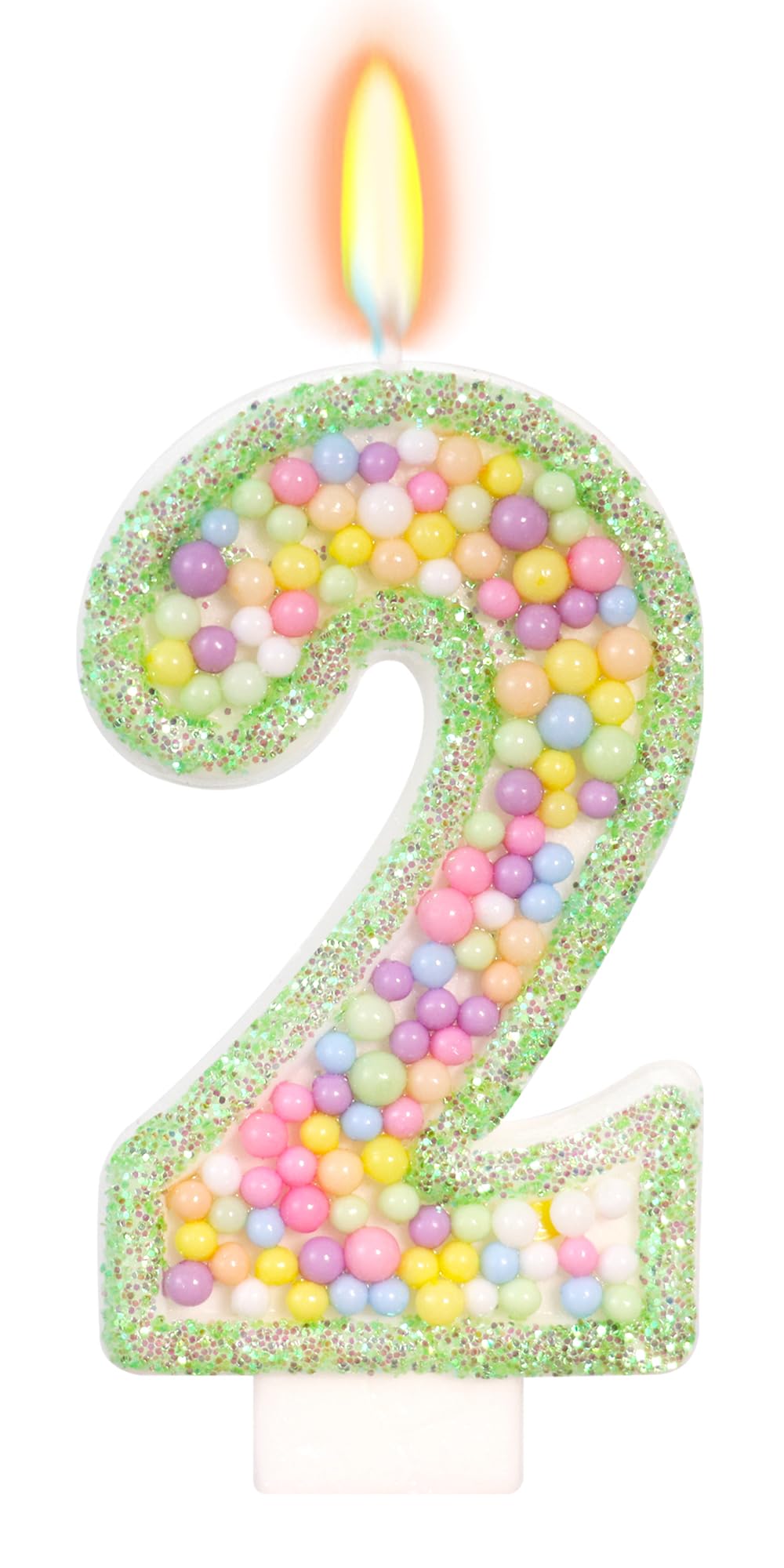 Pastel Macaron Number 2 Candle, 2nd Birthday Decorations for Girl