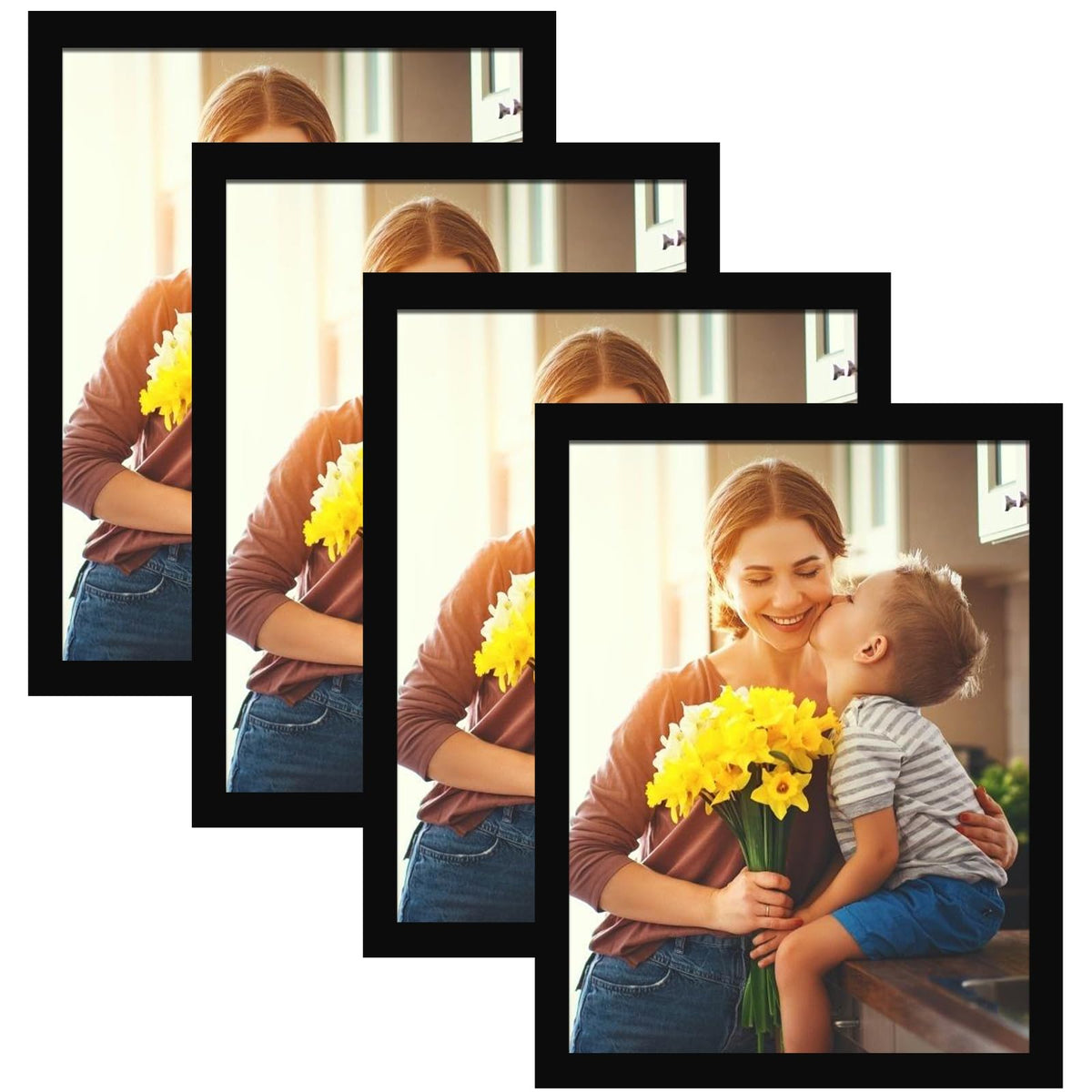 SESEAT 8x10 Picture Frames Rustic Brown with Mat Photo Frames 4 Packs for Tabletop or Wall