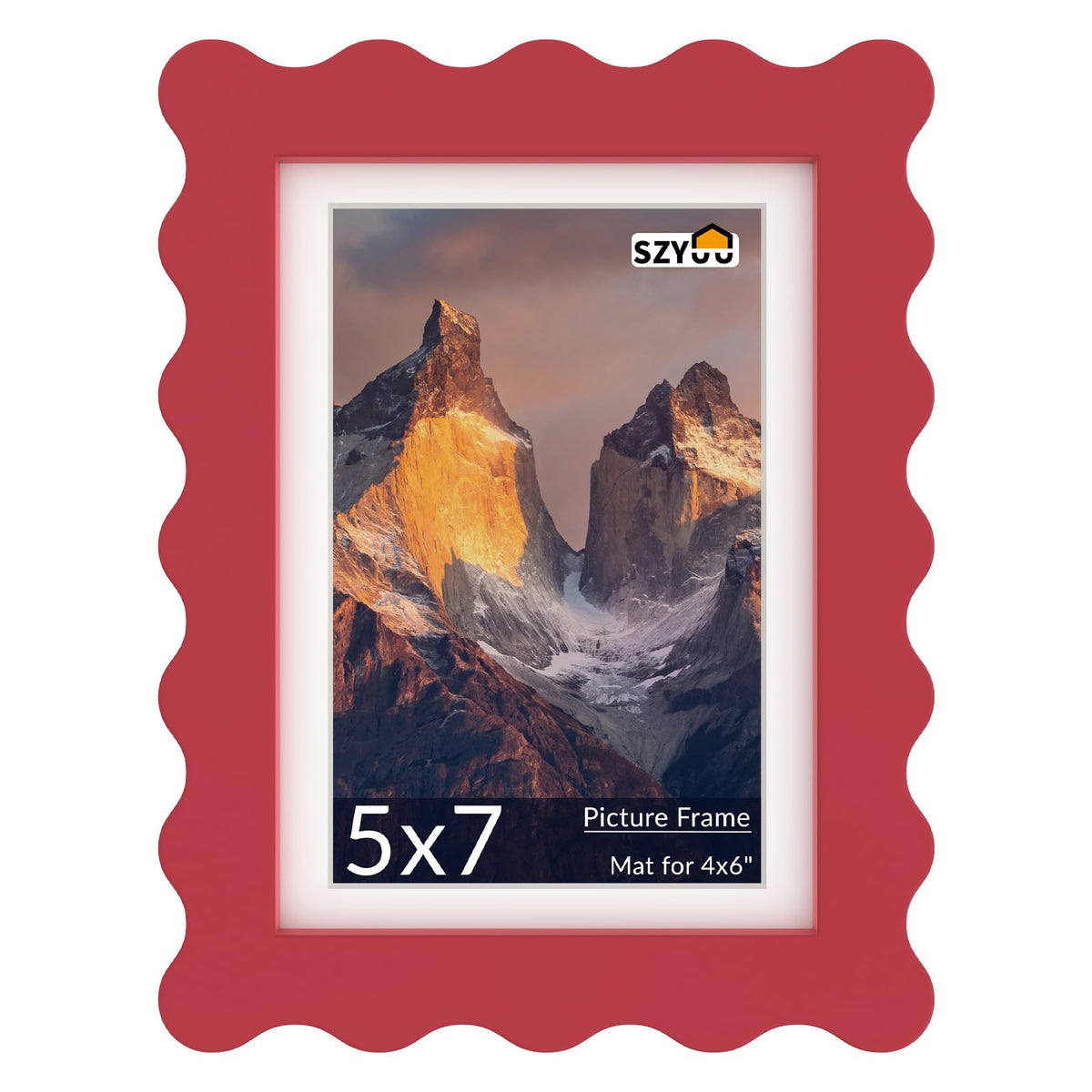 6x8 Wavy Picture Frame with Real Glass, Tabletop & Wall Mount