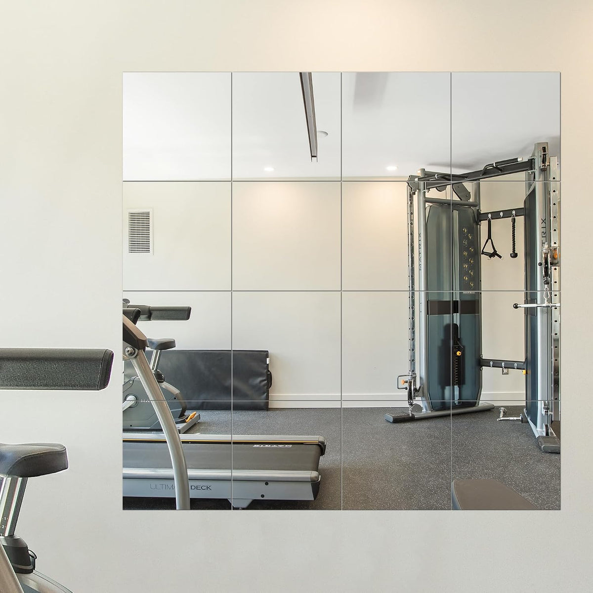 Delma Home Gym Mirrors, 12'' x 12'' Glass Mirror Tiles, 16 PCS