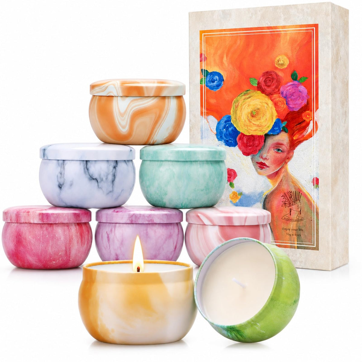 Scented Candles Gift Set for Women, 4 Pack Soy Wax Candles for Home Scented