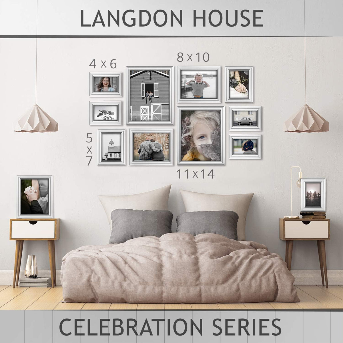 Langdon House - 8x10 Silver Picture Frame - Contemporary Glam Frame