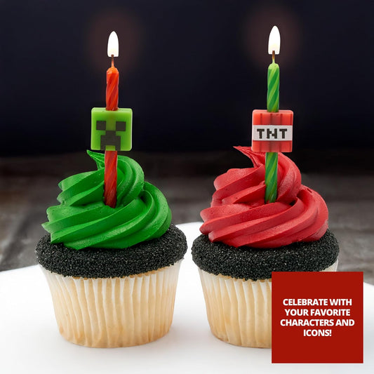 Minecraft Birthday Candles | Party Cake Decoration Toppers | 6 Count