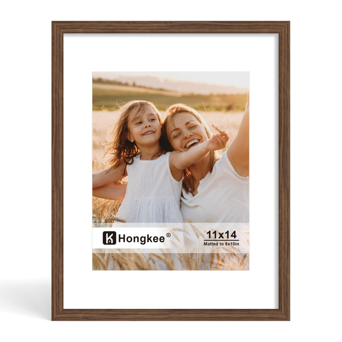 Hongkee 11x14 Picture Frame, Real Glass, 11 x 14 Solid Wood Frame, 1 Pack