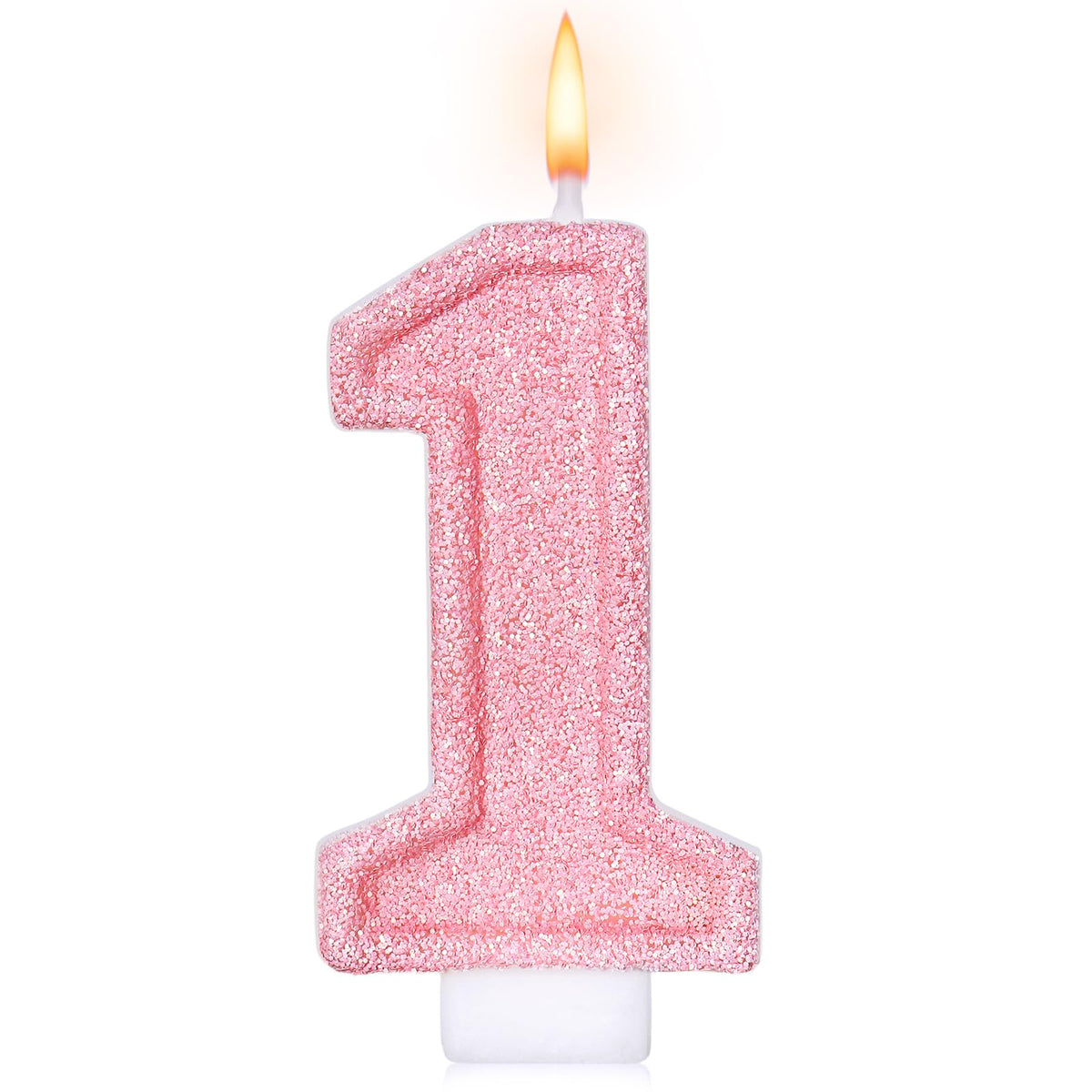 Cute Number 1 Birthday Candle, Glitter Pink Number Candles, First Birthday Cake Topper Decoration, Party Supplies Anniversary Celebrations