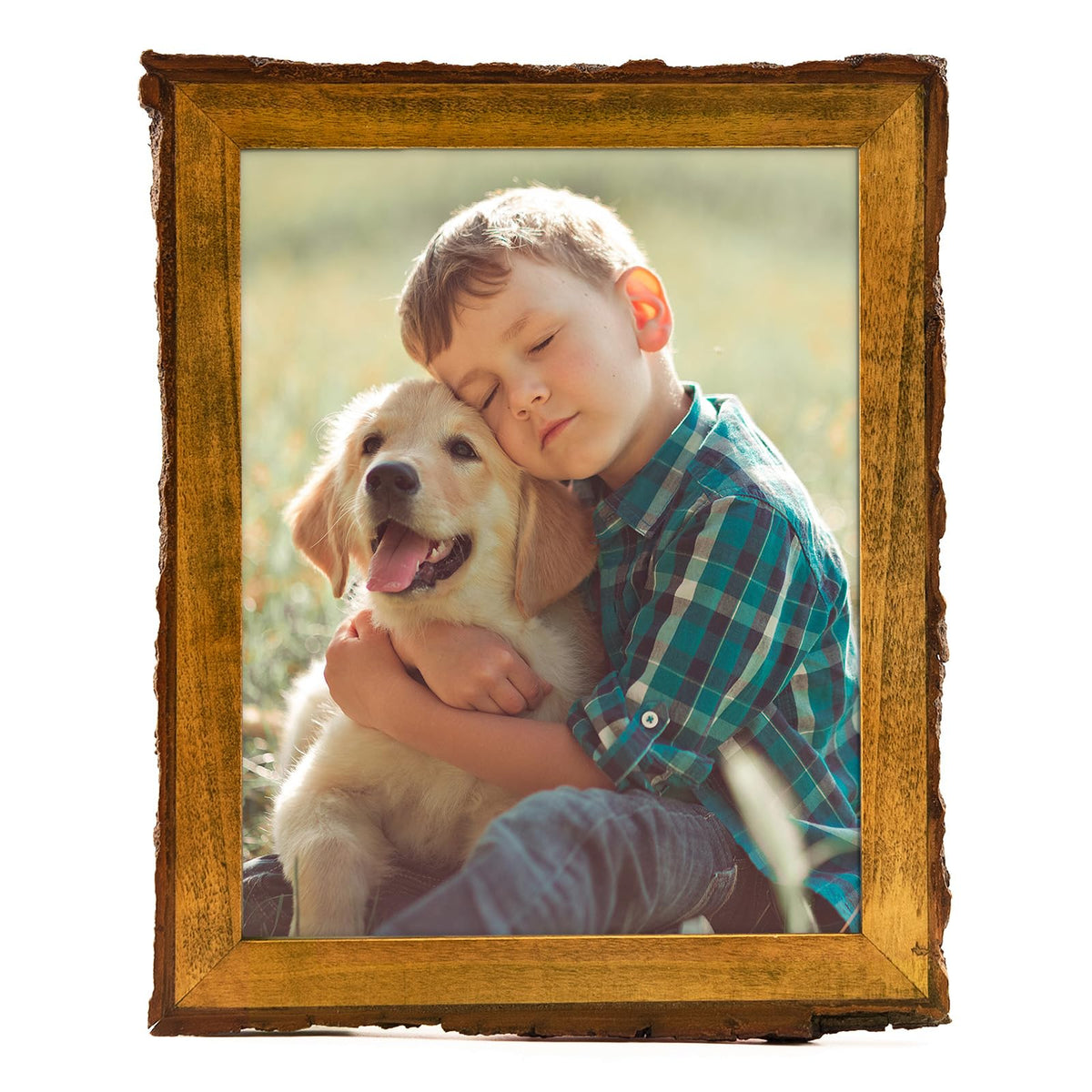 Golden State Art 8.5x11 Picture Frame Rustic Brown,Wood&Bark Edges&Glass