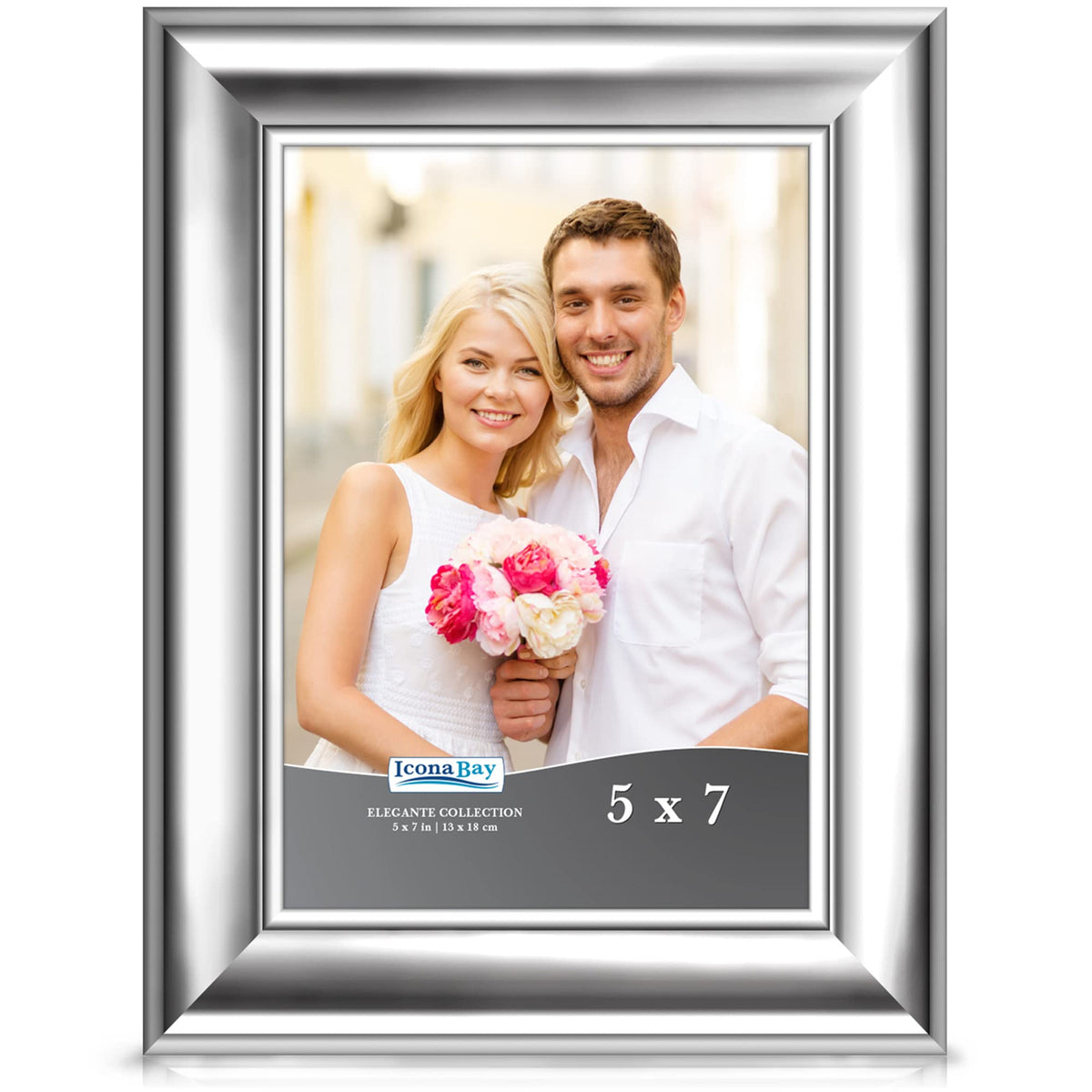 Icona Bay 5x7 Silver Picture Frame, Contemporary Photo Frame 5 x 7