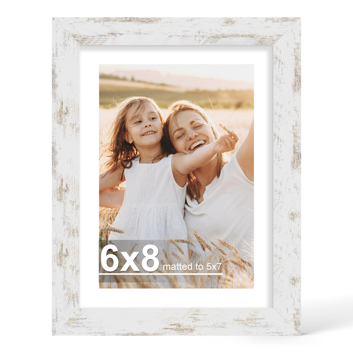 Hongkee 4x6 Picture Frame with Real Glass Wood Frame, 1 Pack (Mat 3.5x5)