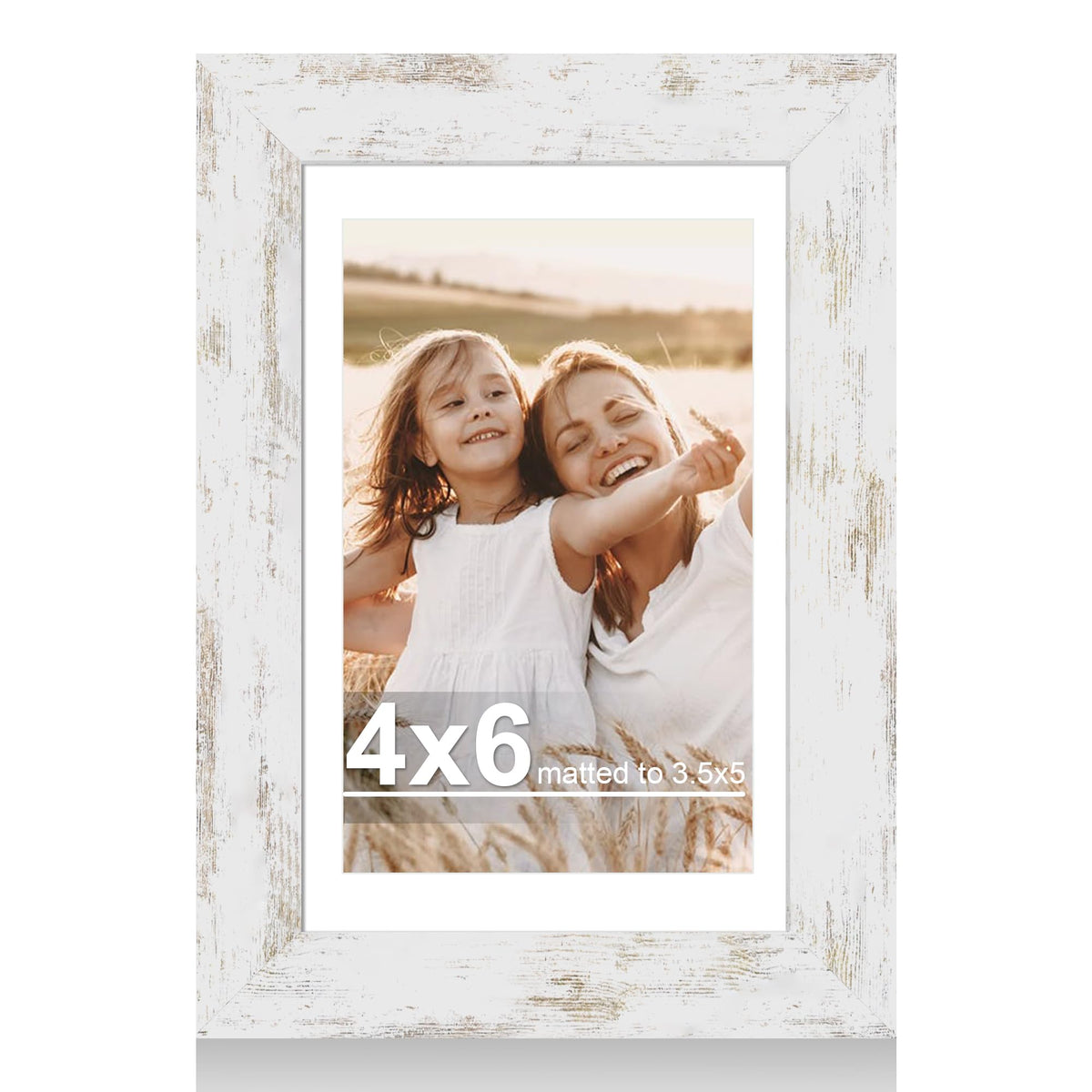 Hongkee 4x6 Picture Frame with Real Glass Wood Frame, 1 Pack (Mat 3.5x5)