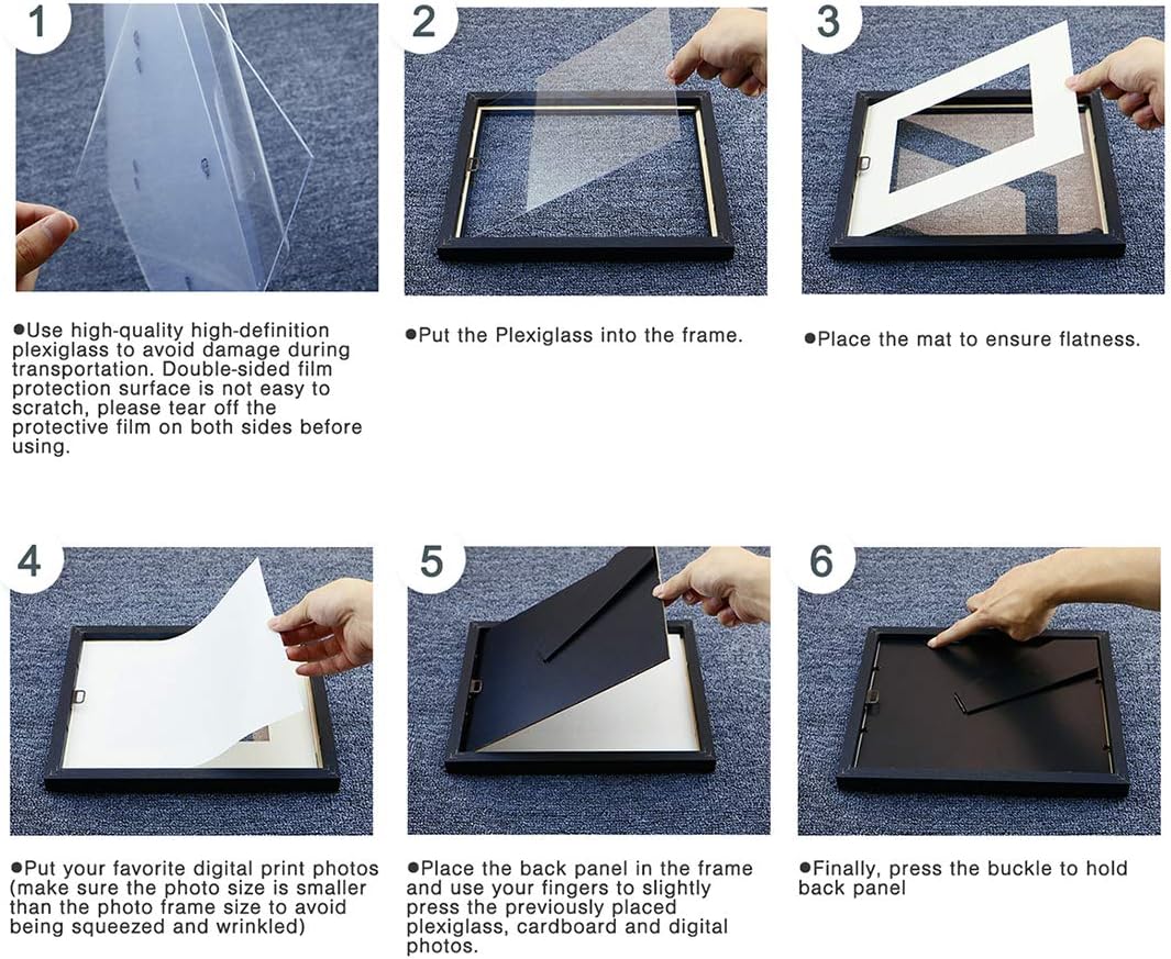 12x16 Picture Frames - Black Picture Frames to Display Photo 8x10 with Mat or 12 x 16 Pictures Without Mat for Living Room and Office Wall Decor-2 Pack