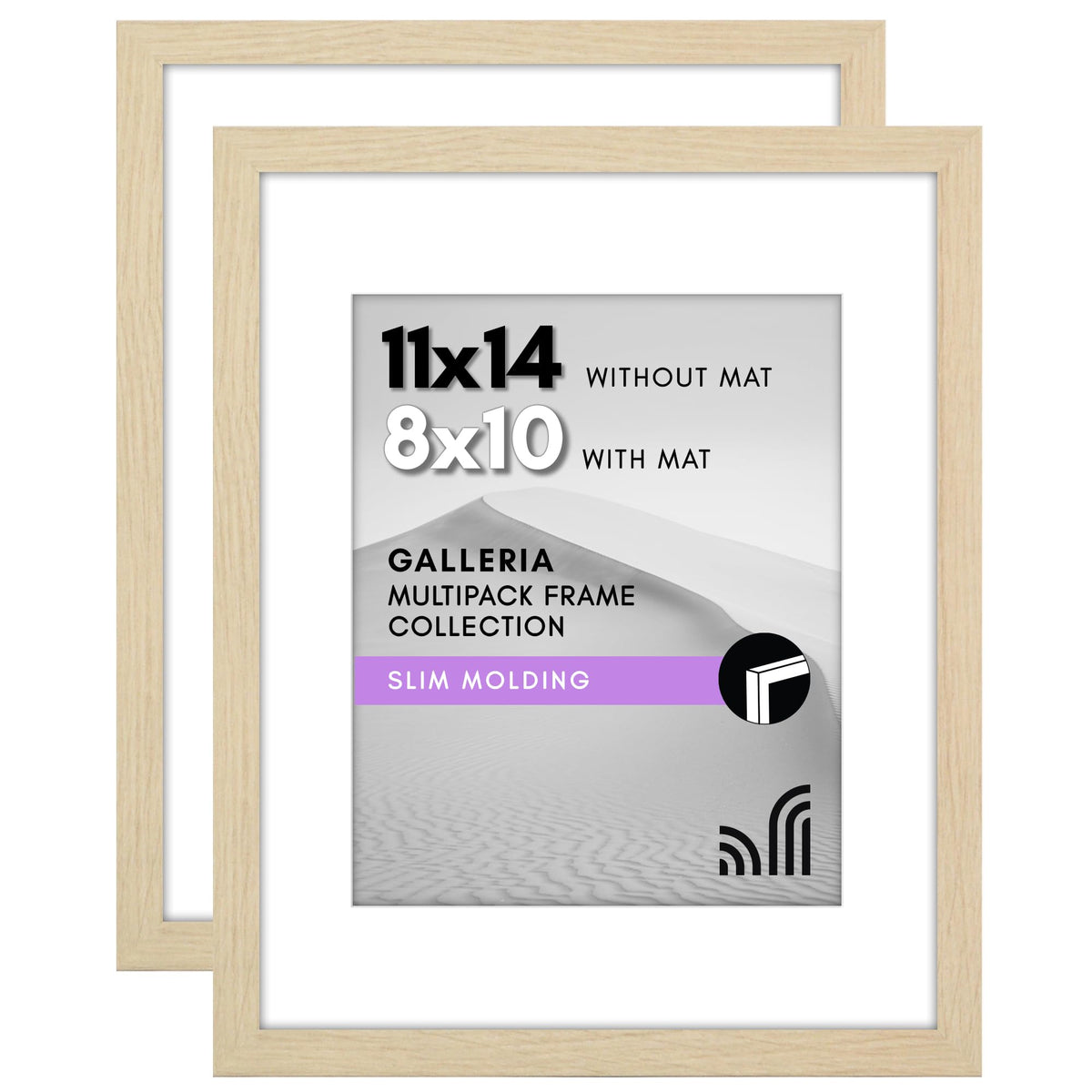 Americanflat 12x16 Picture Frame 2-Pack - Matted to 9x12 - White