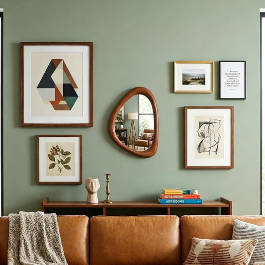 Irregular Wall Mirror, 15*10in Asymmetrical Wood Mirrors, Small Wall Mirror