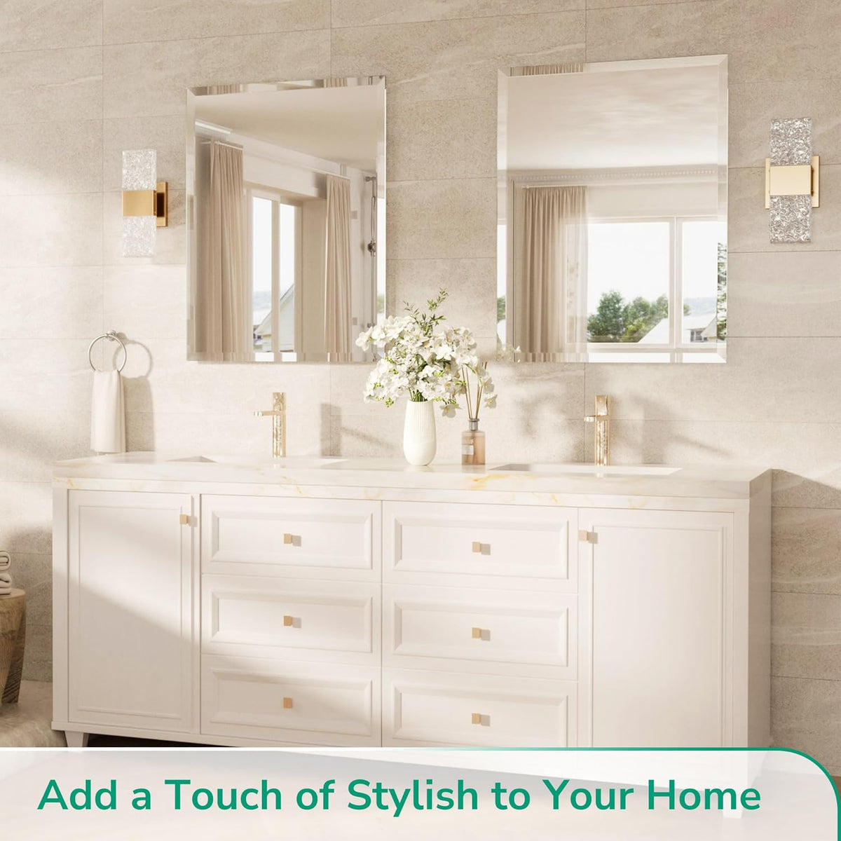TokeShimi Bathroom Vanity Mirror Frameless with 1" Beveled Edge 24x36 in
