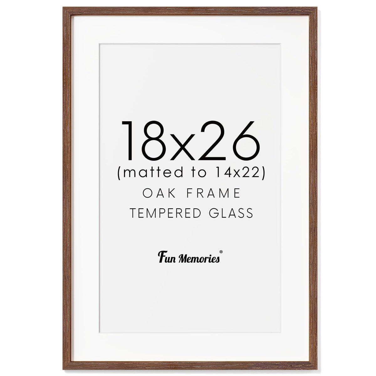 Fun Memories 5x7 Picture Frame, Solid Oak Wood 5 x 7 Frame with Plexiglass, 5 by 7 Photo Frame for Wall & Tabletop Display, 5x7 Picture Frame Matted to 4x6, Walnut Color, 1 Pack