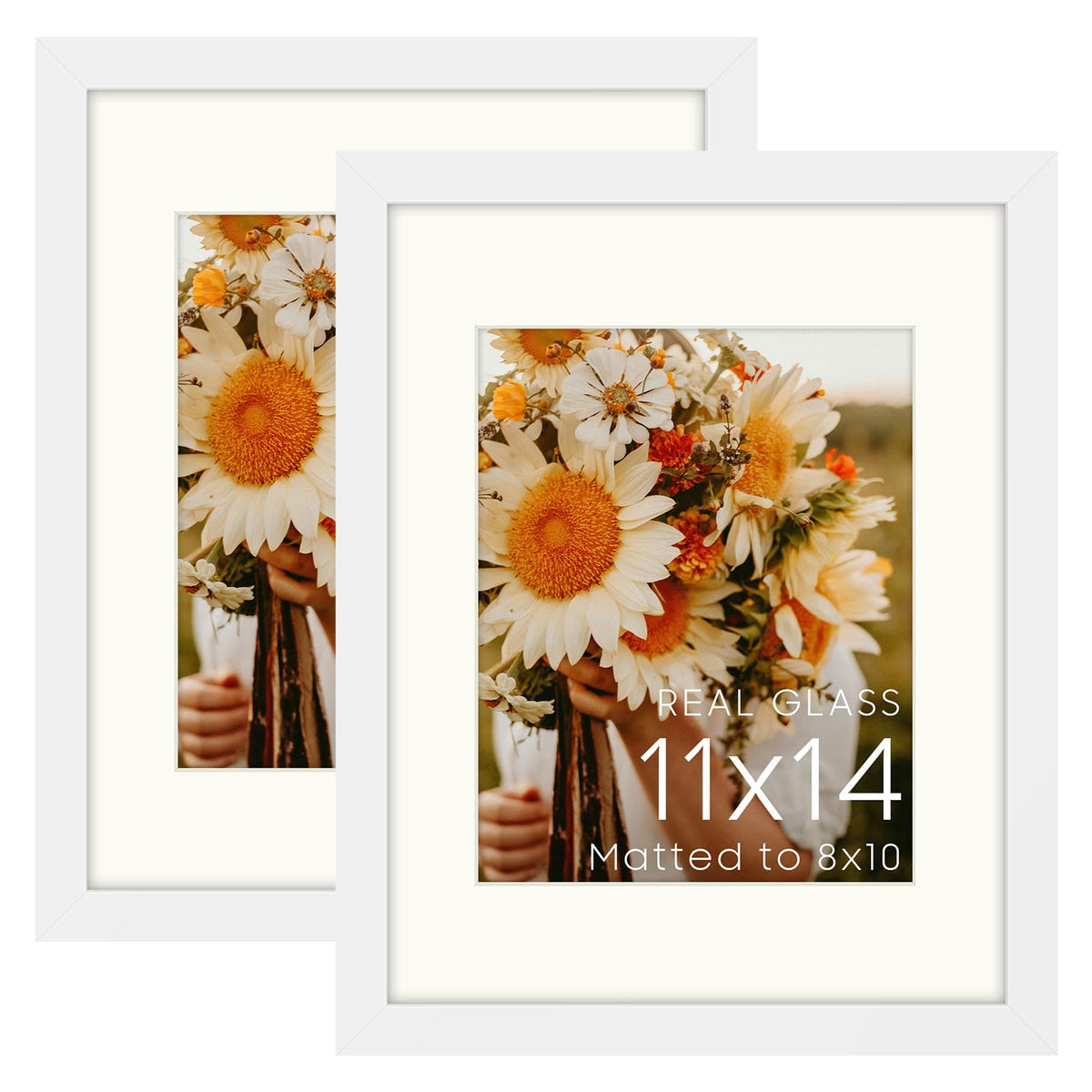 Golden State Art 8x10 Blue Picture Frame Mat for 5x7 Real Glass