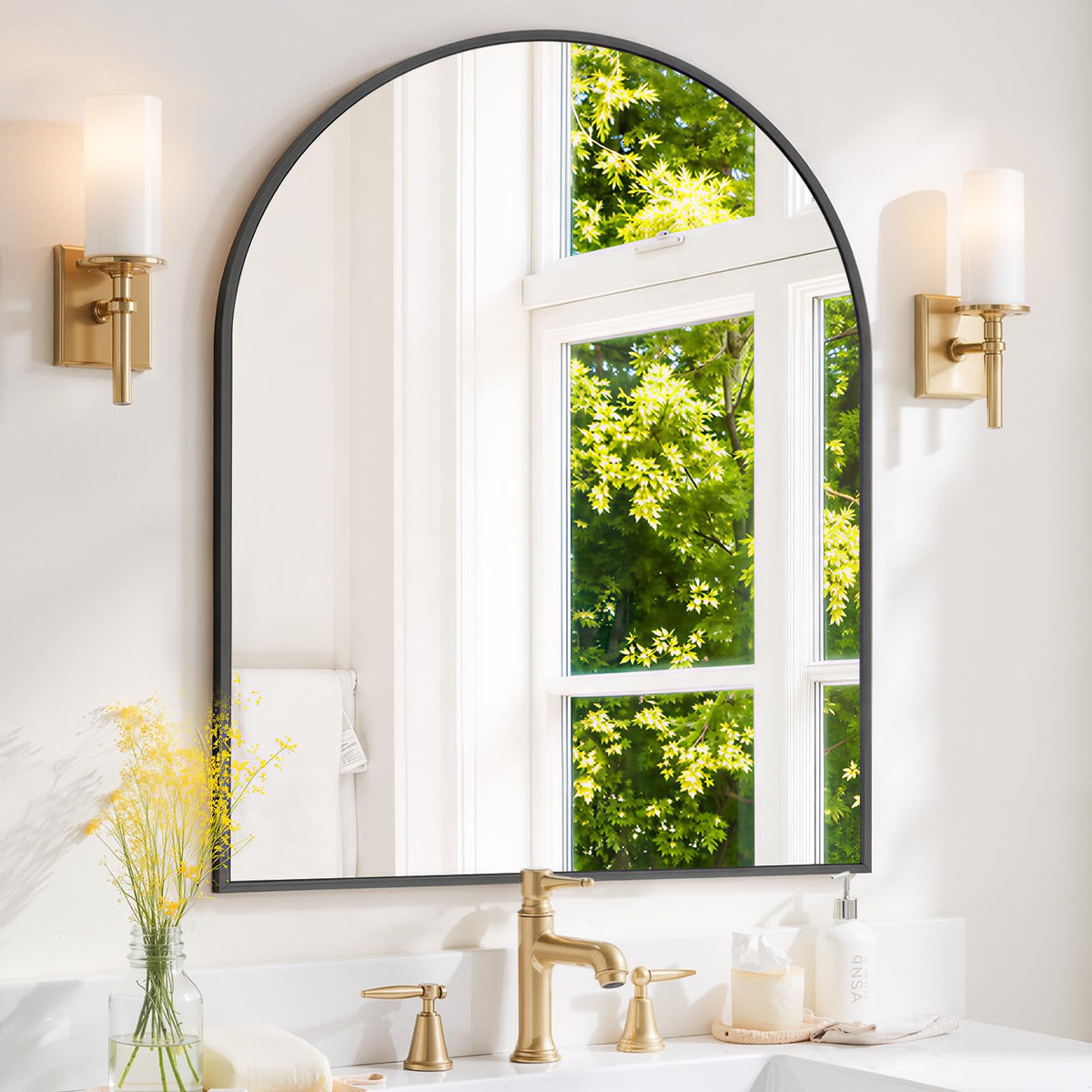Round Wall Mirror 30 Inch Gold Vanity Mirror with Metal Frame