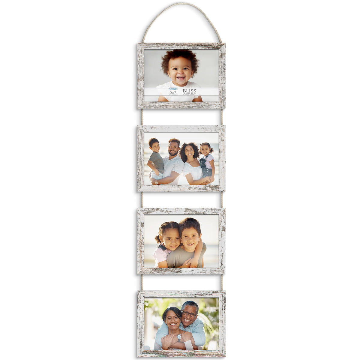 4x6 Wall Hanging Picture Frame 4 Opening Collage, Rustic Brown, Bliss