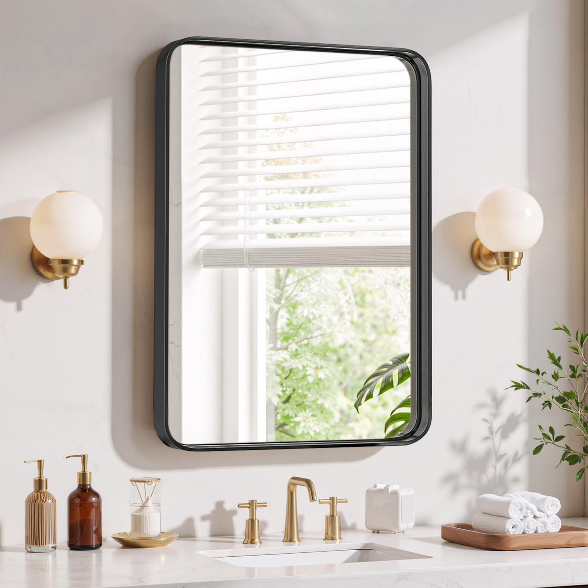 Round Wall Mirror 30 Inch Gold Vanity Mirror with Metal Frame