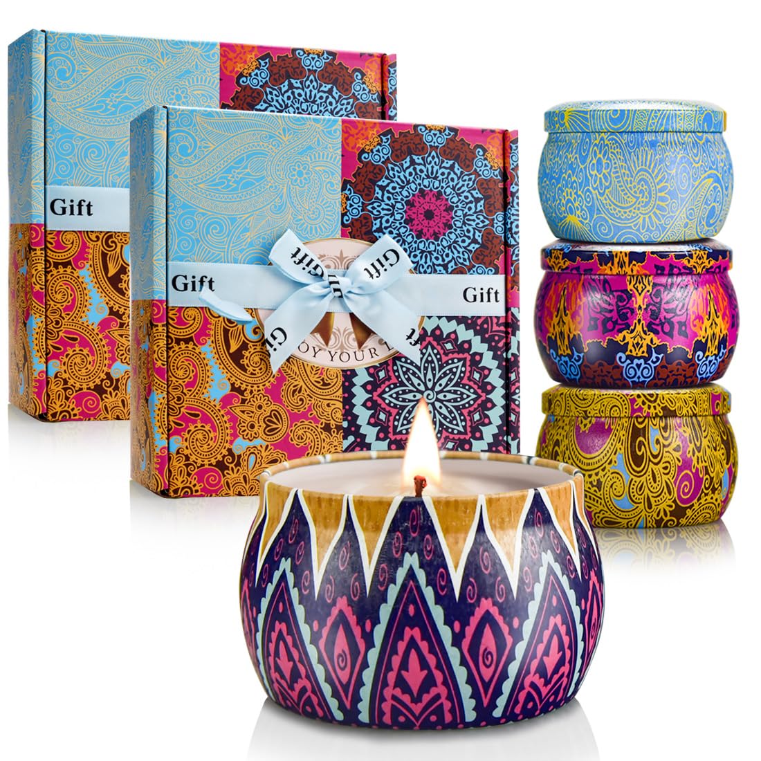 Scented Candles Gift Set for Women, 4 Pack Soy Wax Candles for Home Scented