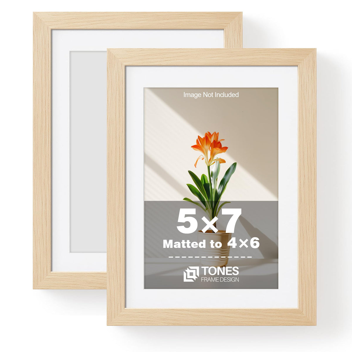 TONES FRAME DESIGN 11x14 Picture Frame with Mat to 8x10 Natural Wood,2 Pack
