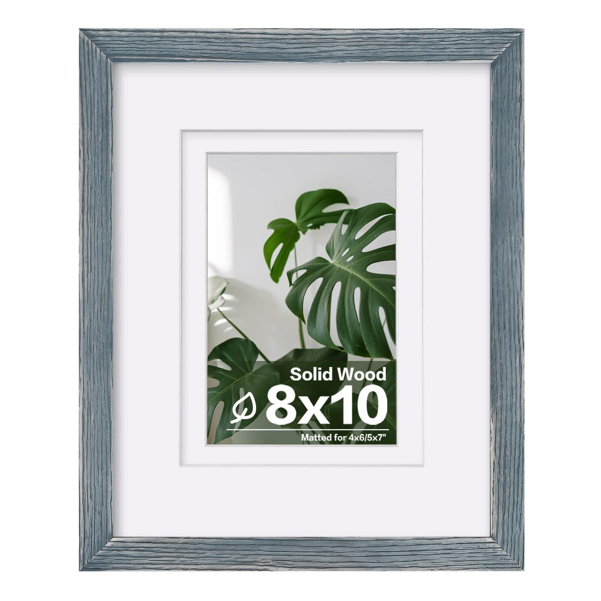 Egofine 11x14 Picture Frame Made of Solid Wood Covered by Plexiglass, Display Pictures 5x7/8x10 with Mat or 11x14 Without Mat for Table Top Display and Wall Mounting Photo Frame, Navy Blue