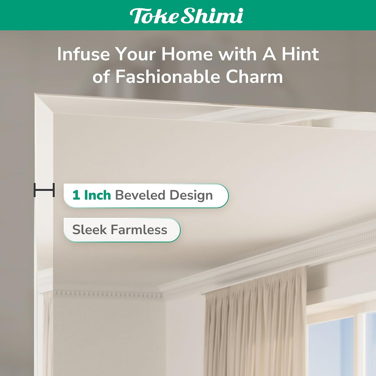 TokeShimi Bathroom Vanity Mirror Frameless with 1" Beveled Edge 24x36 in