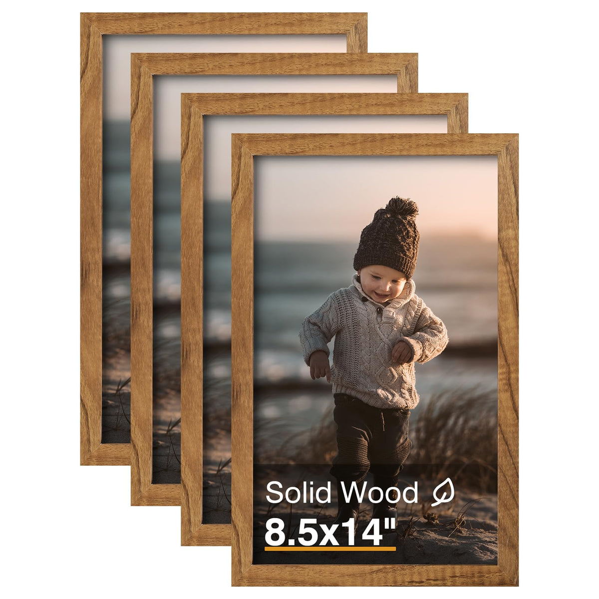 KINLINK 4x6 Frame Black, Solid Wood 4 x 6 Picture Frame with Acrylic Plexiglass for 3.5x5 with Mat, Tabletop and Wall Display Photo Frames 4x6 Black, 4 Pack