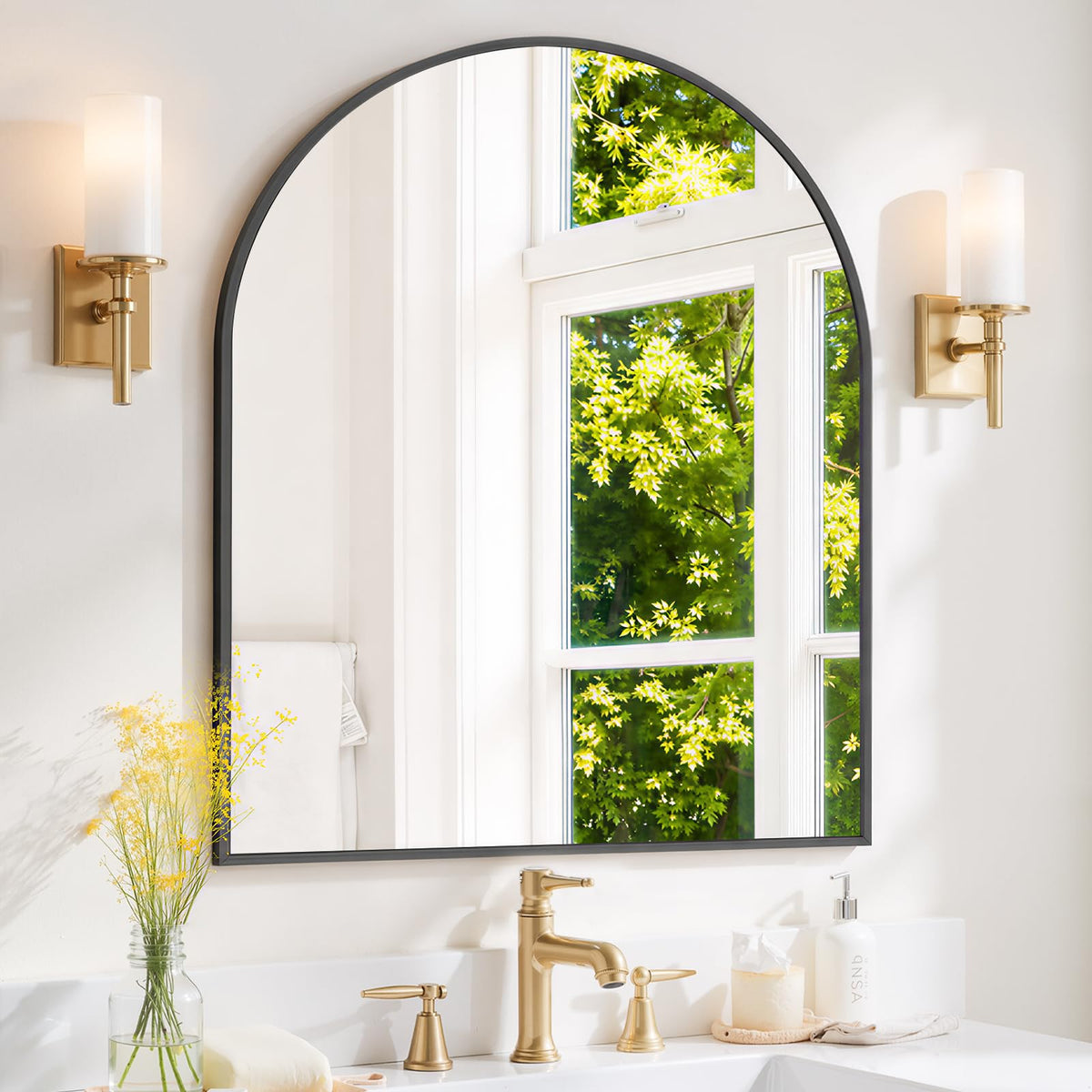 Round Wall Mirror 30 Inch Gold Vanity Mirror with Metal Frame
