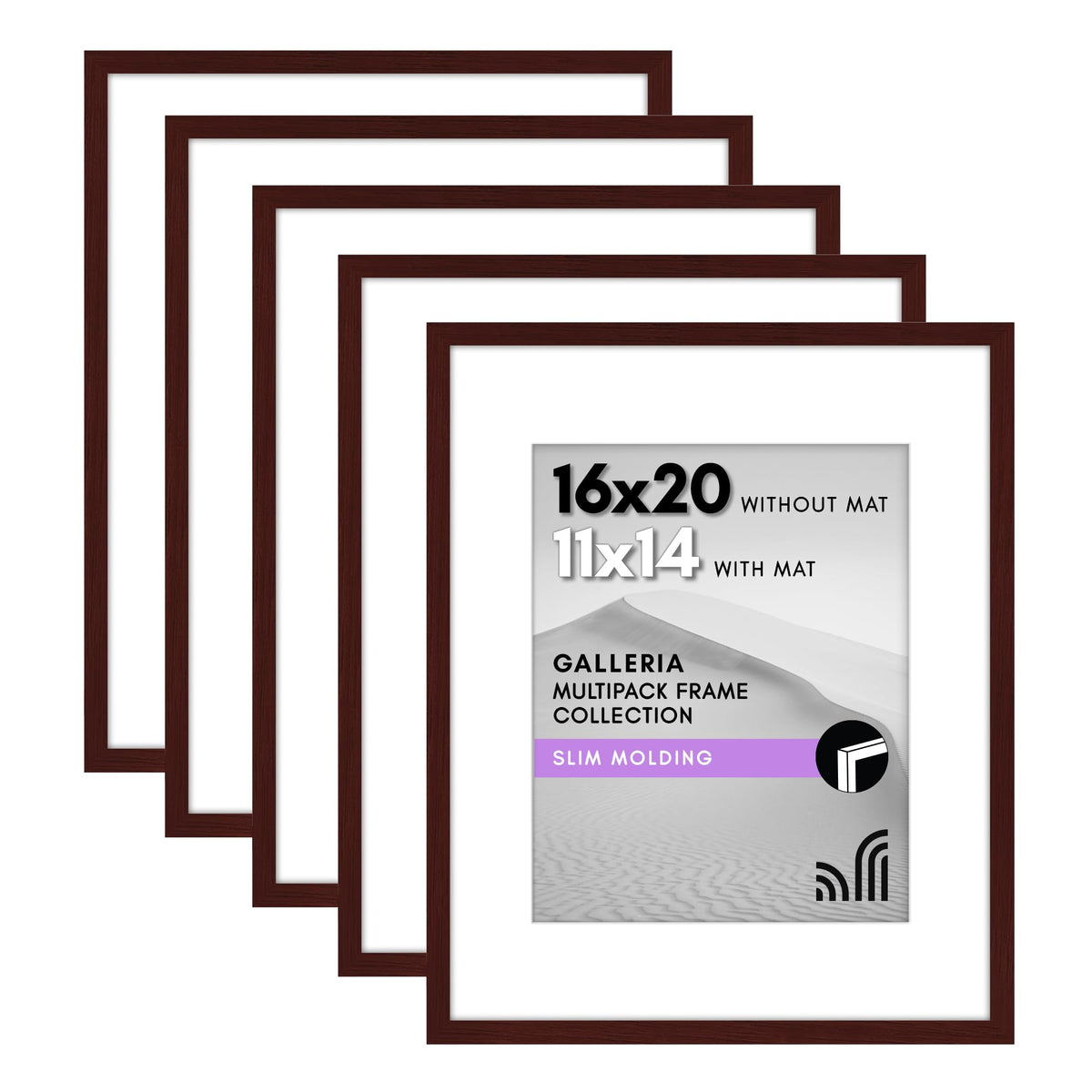 Americanflat 13x19 Poster Frame 5-Pack - Matted to 11x17 - Black