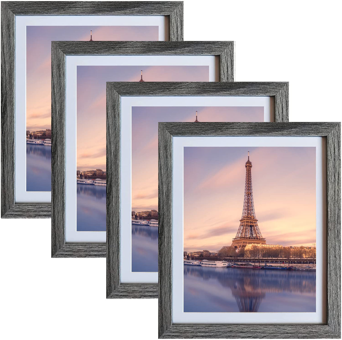 SESEAT 8x10 Picture Frames Rustic Brown with Mat Photo Frames 4 Packs for Tabletop or Wall