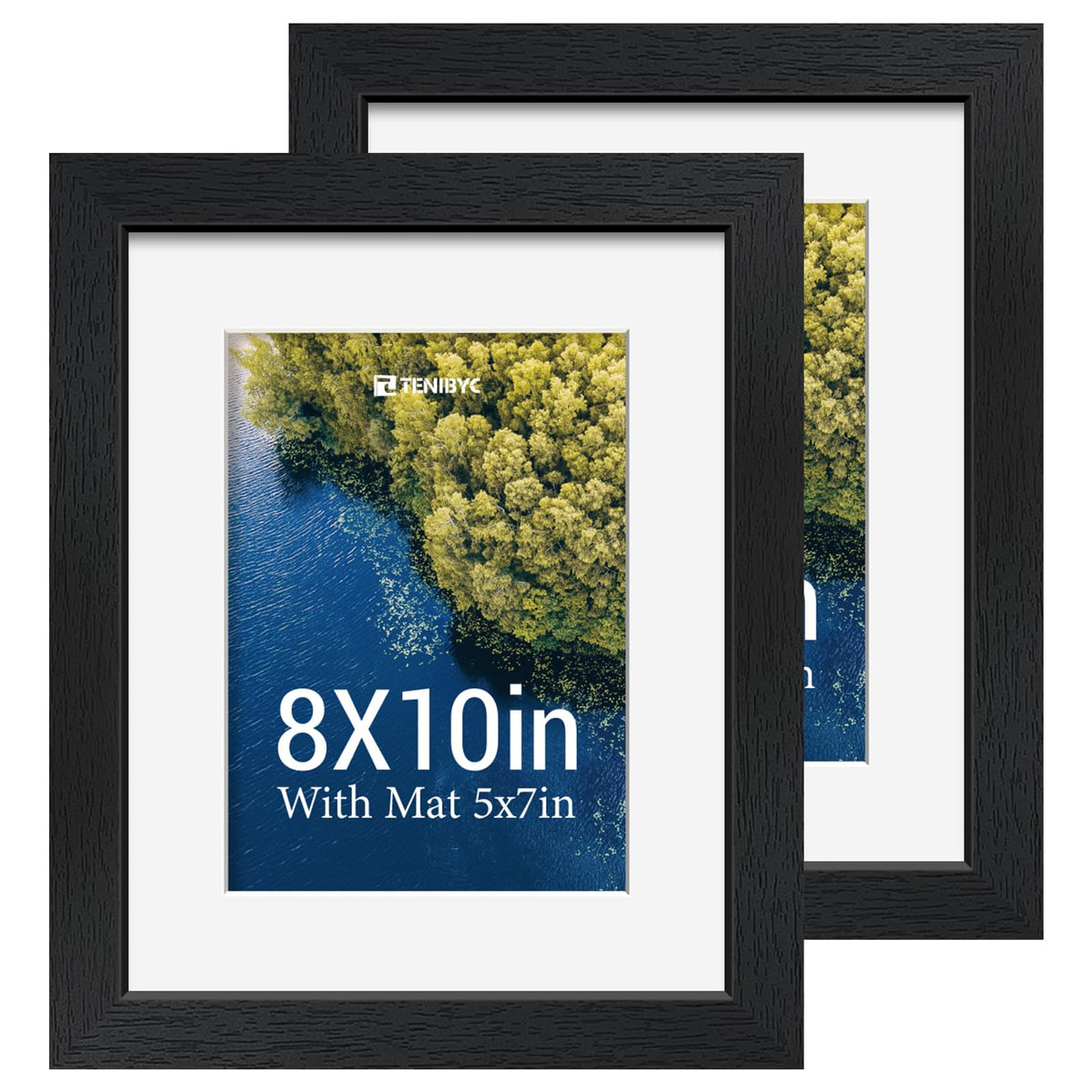11x14 Picture Frame 4 Pack, 8x10 Mat, Black Wood, Glass, for Photo