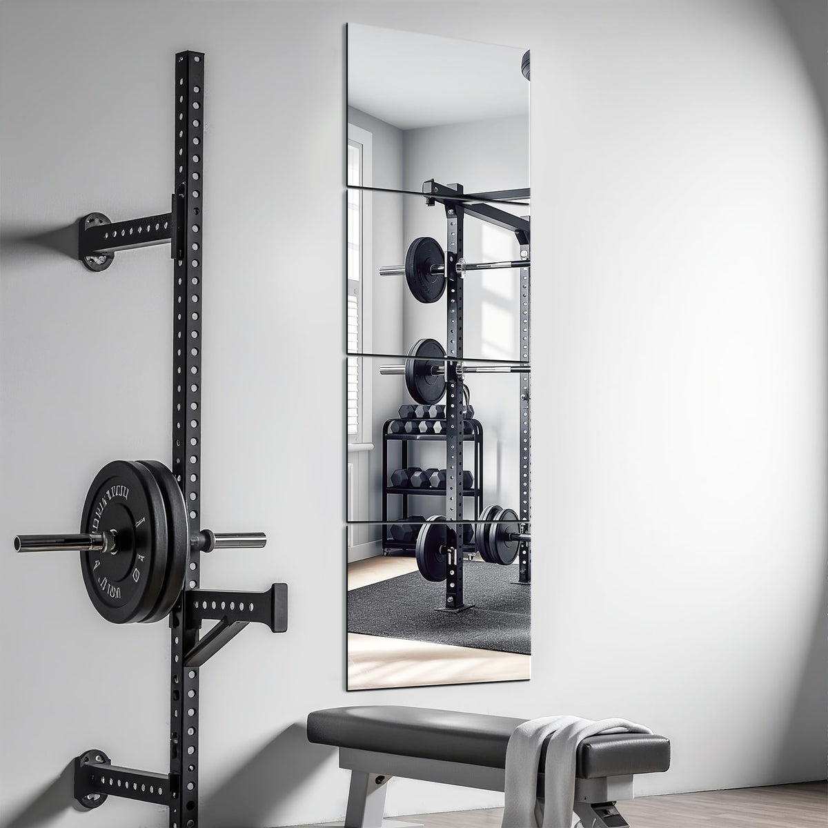 Delma Home Gym Mirrors, 12'' x 12'' Glass Mirror Tiles, 16 PCS
