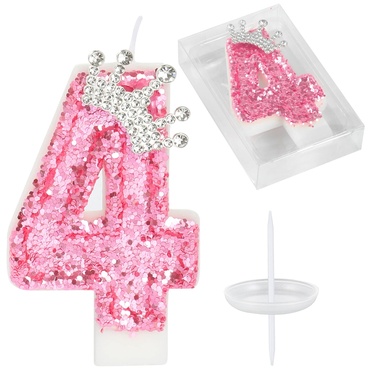 Birthday Number Candles,Purple Crown Birthday Candles for Cake,Glitter Number 7 Candle Cake Topper with Sequins for Anniversary Celebrations Supplies (Number 7)