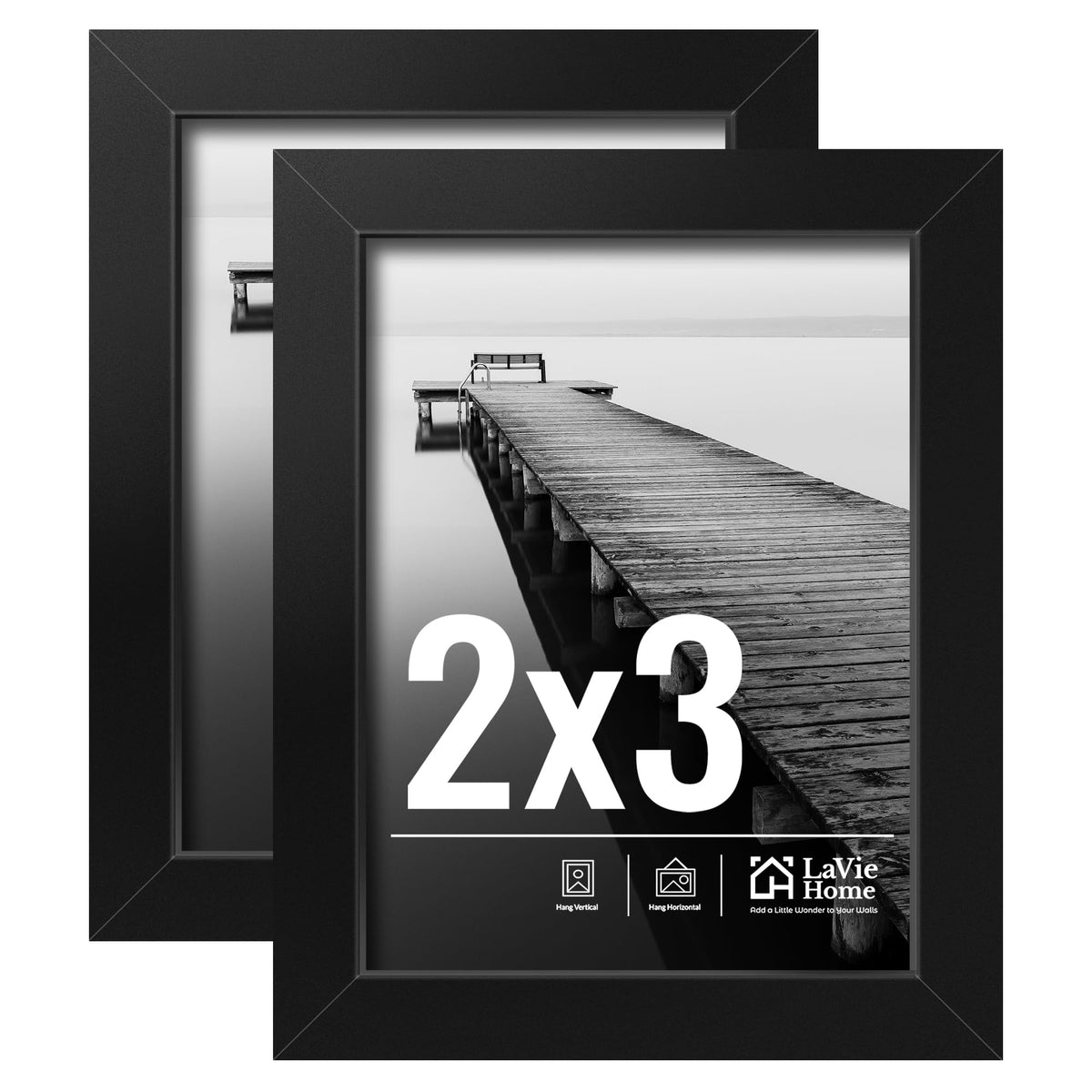LaVie Home 11x17 Picture Frame 2 pack, Display Pictures 11 x 17 Poster Frame, 11x17 Black Photo Frame with HD Plexiglass, Display Frame for Vertical or Horizontal, Classic Collection