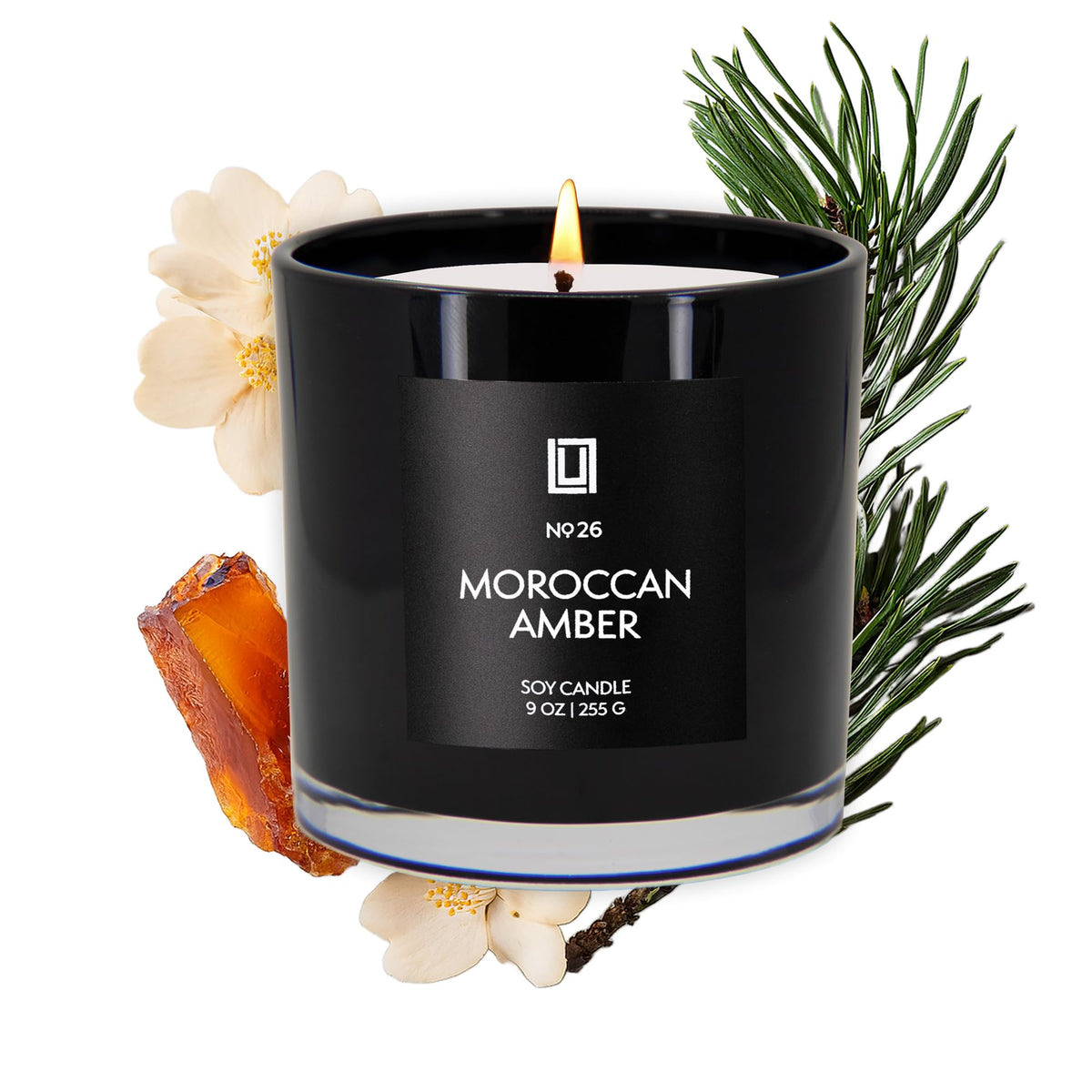 Lulu Candles Jasmine, Oud & Sandalwood Scented Soy Blend Jar Candle, 9 Oz.