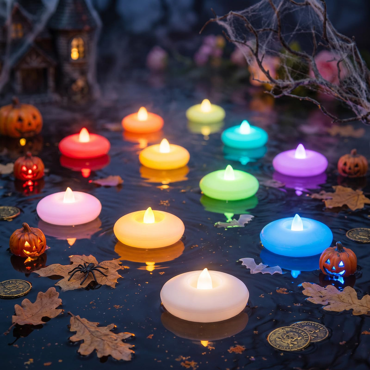 Homemory 24Pack 3" White Flameless Floating LED Candle, Waterproof Tealight