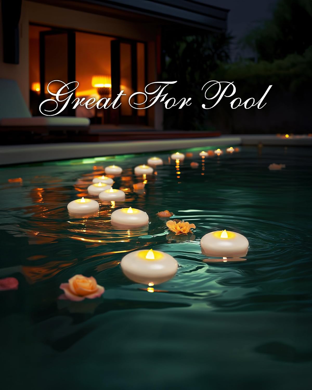 Homemory 24Pack 3" White Flameless Floating LED Candle, Waterproof Tealight