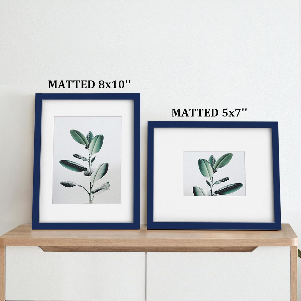 Egofine 11x14 Picture Frame Made of Solid Wood Covered by Plexiglass, Display Pictures 5x7/8x10 with Mat or 11x14 Without Mat for Table Top Display and Wall Mounting Photo Frame, Navy Blue