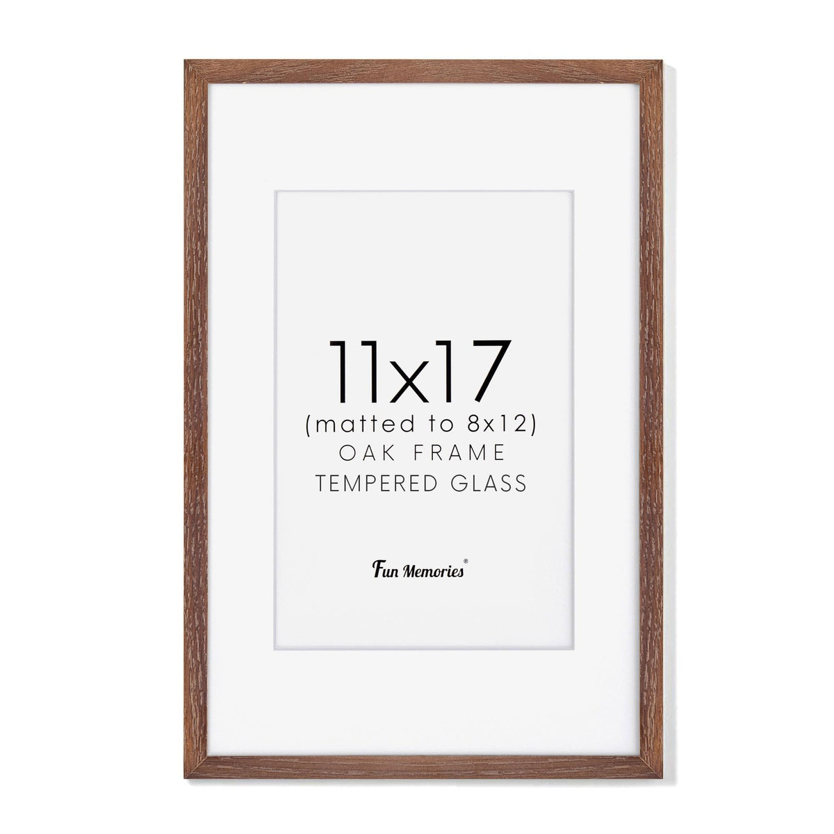 Fun Memories 5x7 Picture Frame, Solid Oak Wood 5 x 7 Frame with Plexiglass, 5 by 7 Photo Frame for Wall & Tabletop Display, 5x7 Picture Frame Matted to 4x6, Walnut Color, 1 Pack