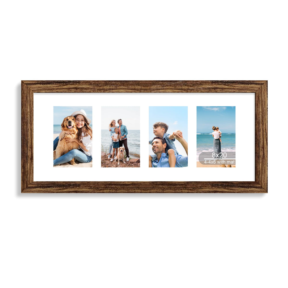 Hongkee 4x6 Picture Frame with Real Glass Wood Frame, 1 Pack (Mat 3.5x5)