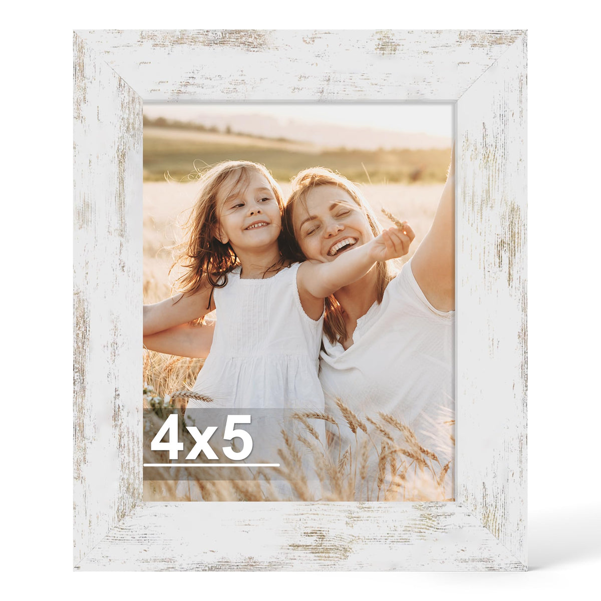 Hongkee 4x6 Picture Frame with Real Glass Wood Frame, 1 Pack (Mat 3.5x5)
